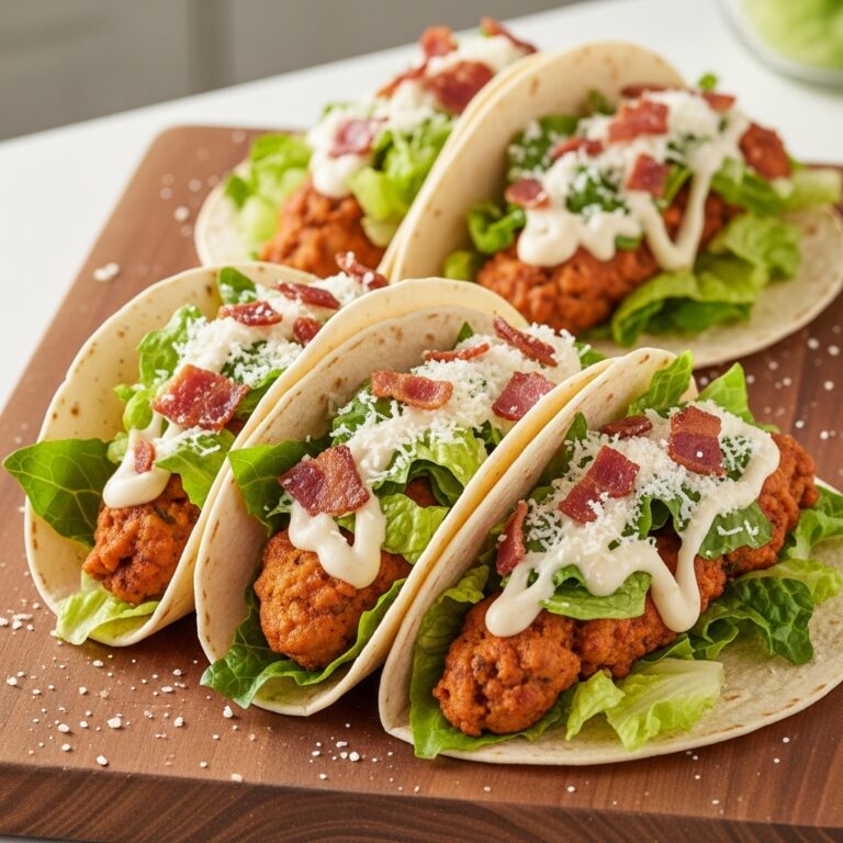 Smash Chicken Caesar Tacos