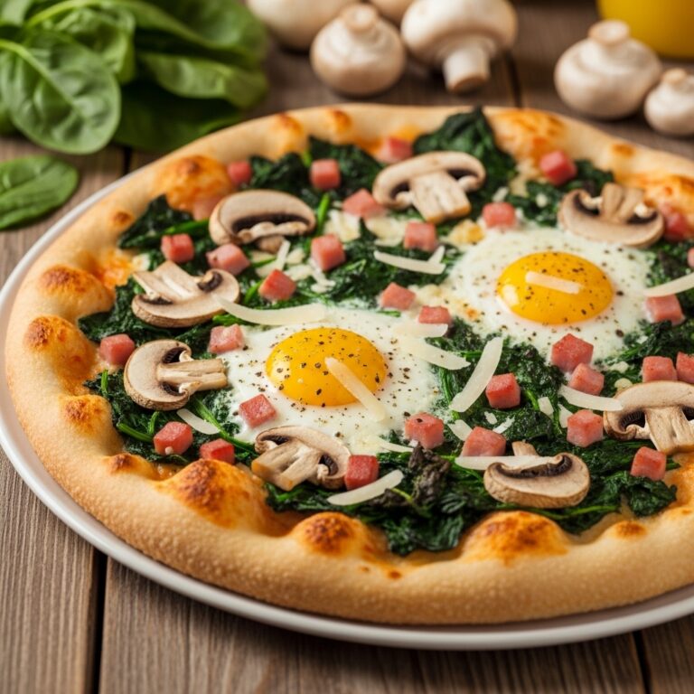 Spinach Mushroom Breakfast Pizza