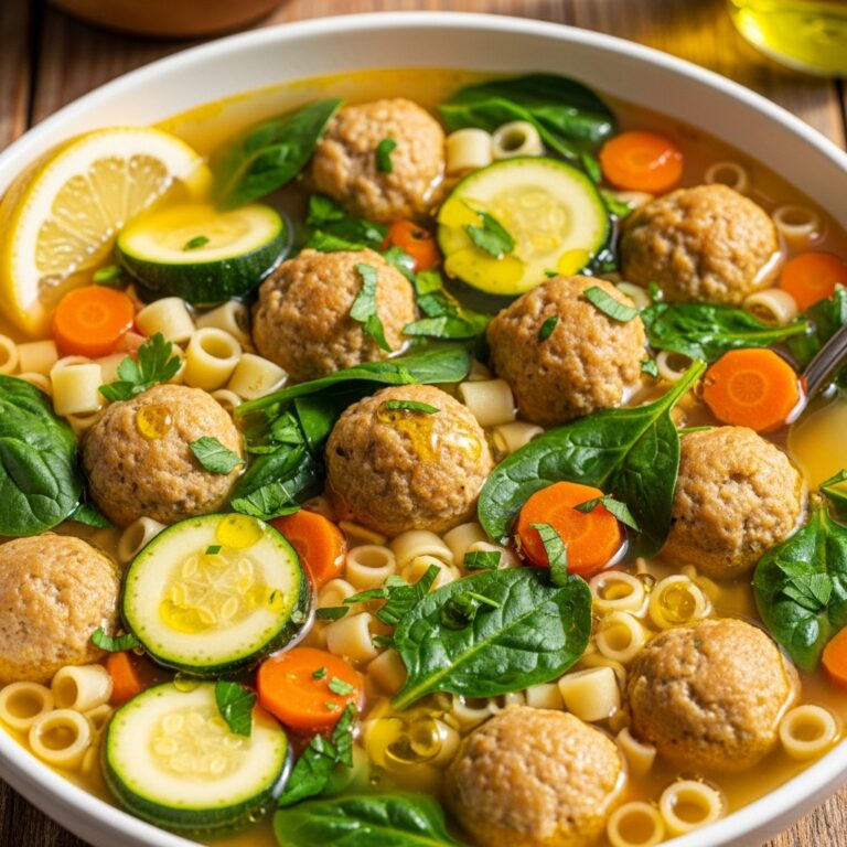 Summer Minestrone with Turkey Meatballs