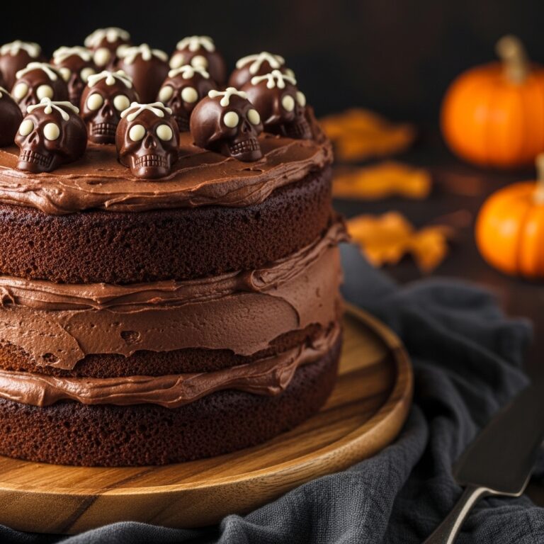 High Altitude Ginger Chocolate Skull Cake for Halloween