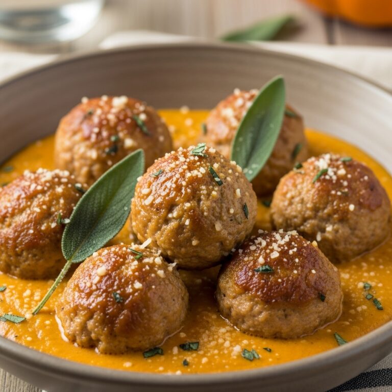 Turkey Meatballs in Pumpkin Sage Sauce