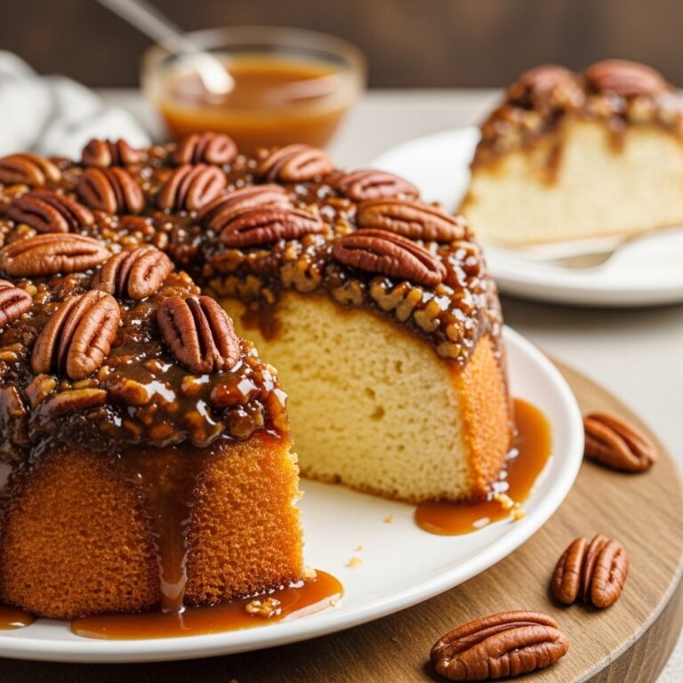 Upside-Down Caramel Pecan Cake