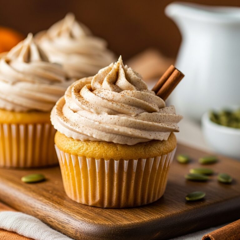 Vanilla Chai Pumpkin Latte Cupcakes with Cinnamon Brown Sugar Frosting