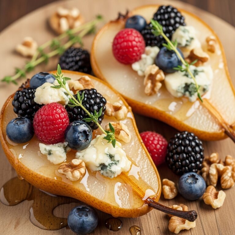 Baked Pears with Berries Honey Walnuts amp Blue Cheese
