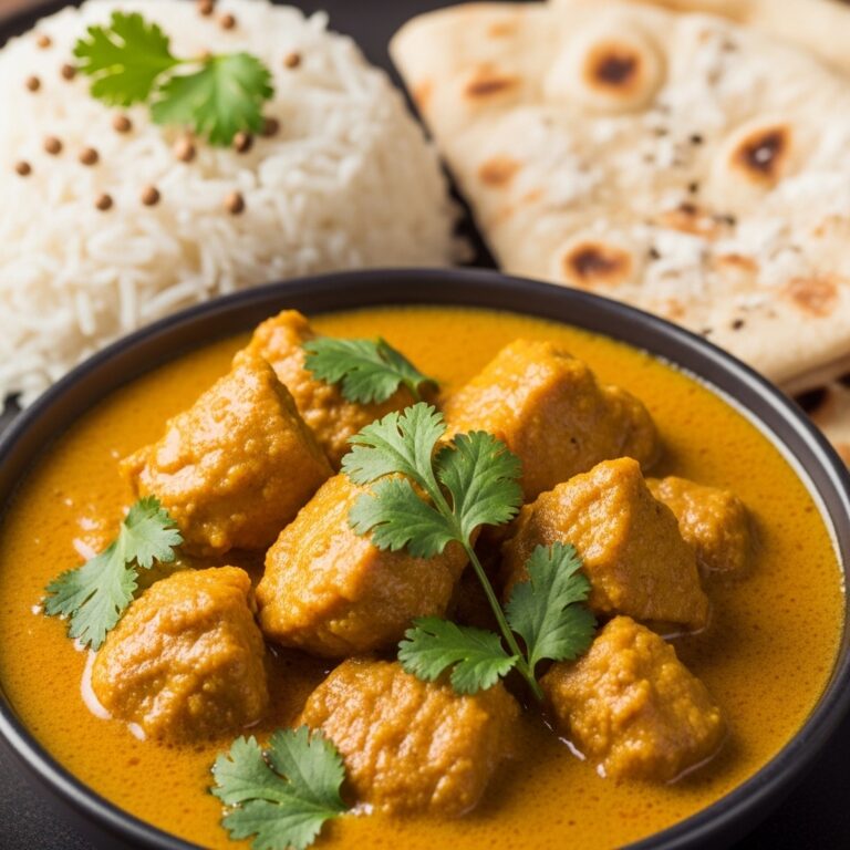 Easy Homemade Chicken Korma with Flatbread or Rice