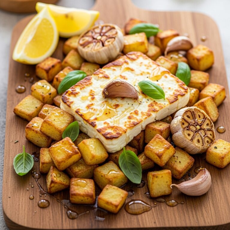 Roasted Potatoes with Baked Feta and Garlic